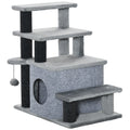 Adjustable Height Cat Stairs with Scratching Post – Gray / 610x120x410 mm