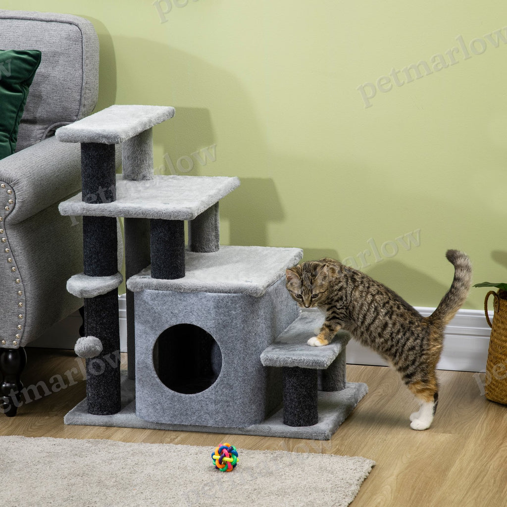Adjustable Height Cat Stairs with Scratching Post – view 3