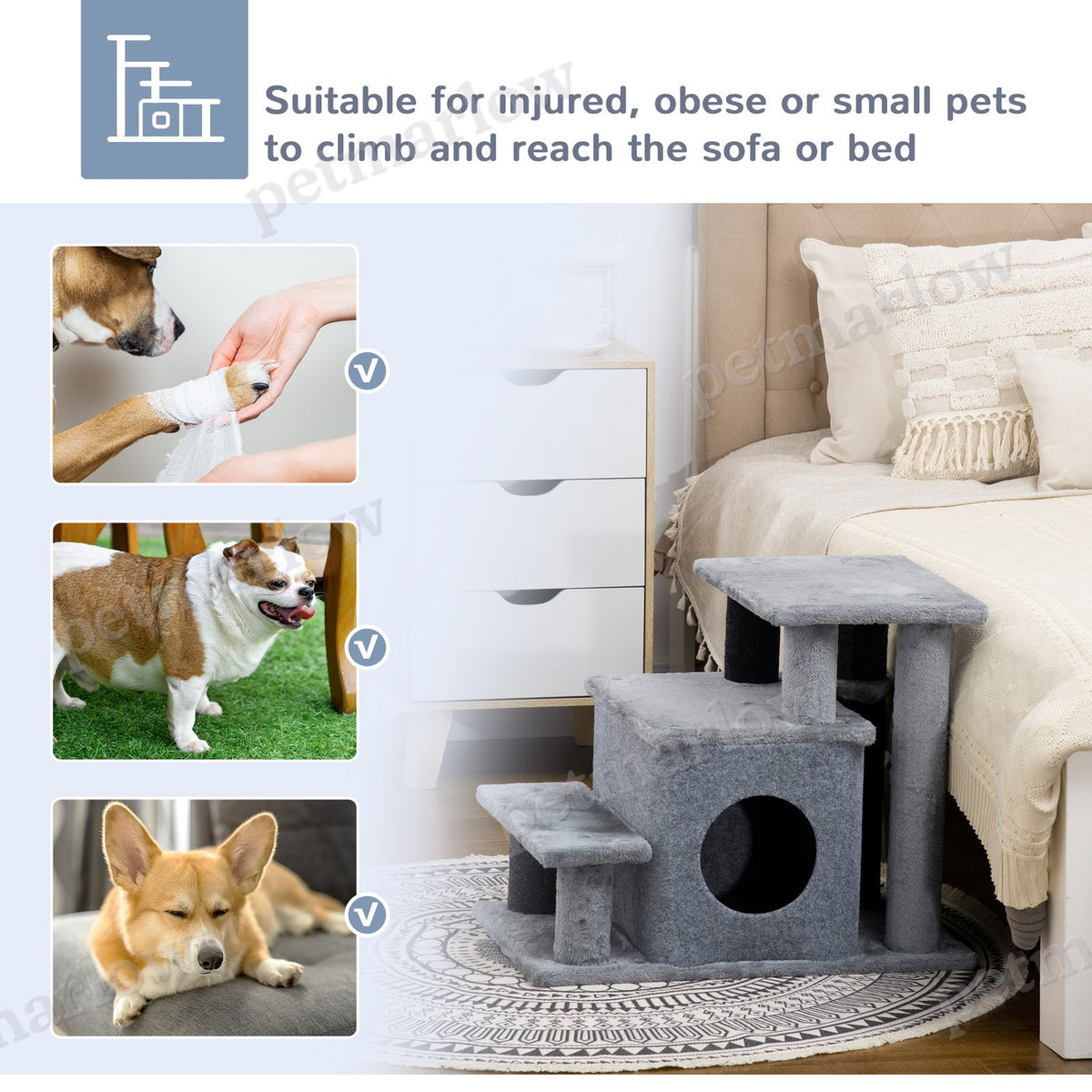 Adjustable Height Cat Stairs with Scratching Post – view 5