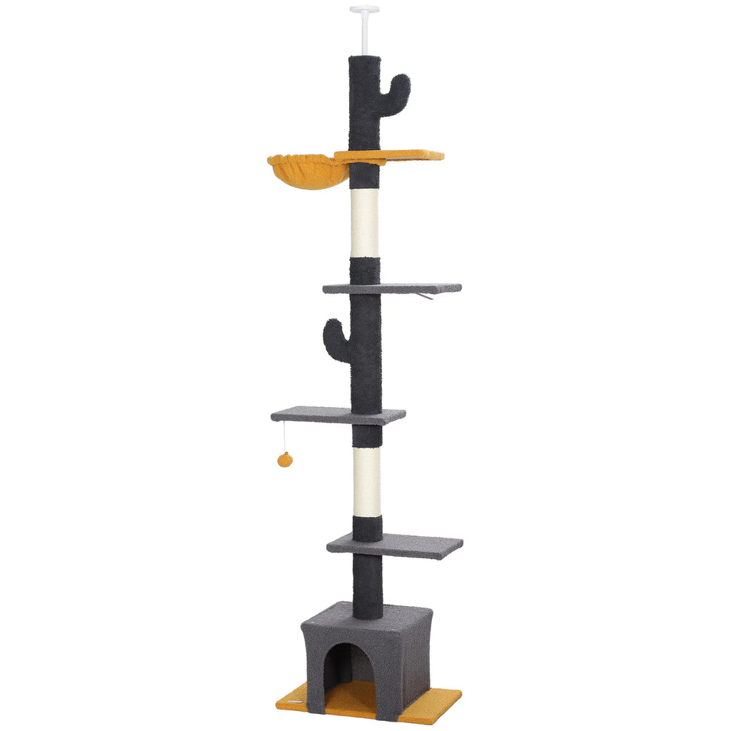 Adjustable Height Cat Tree with Hammock and Condo