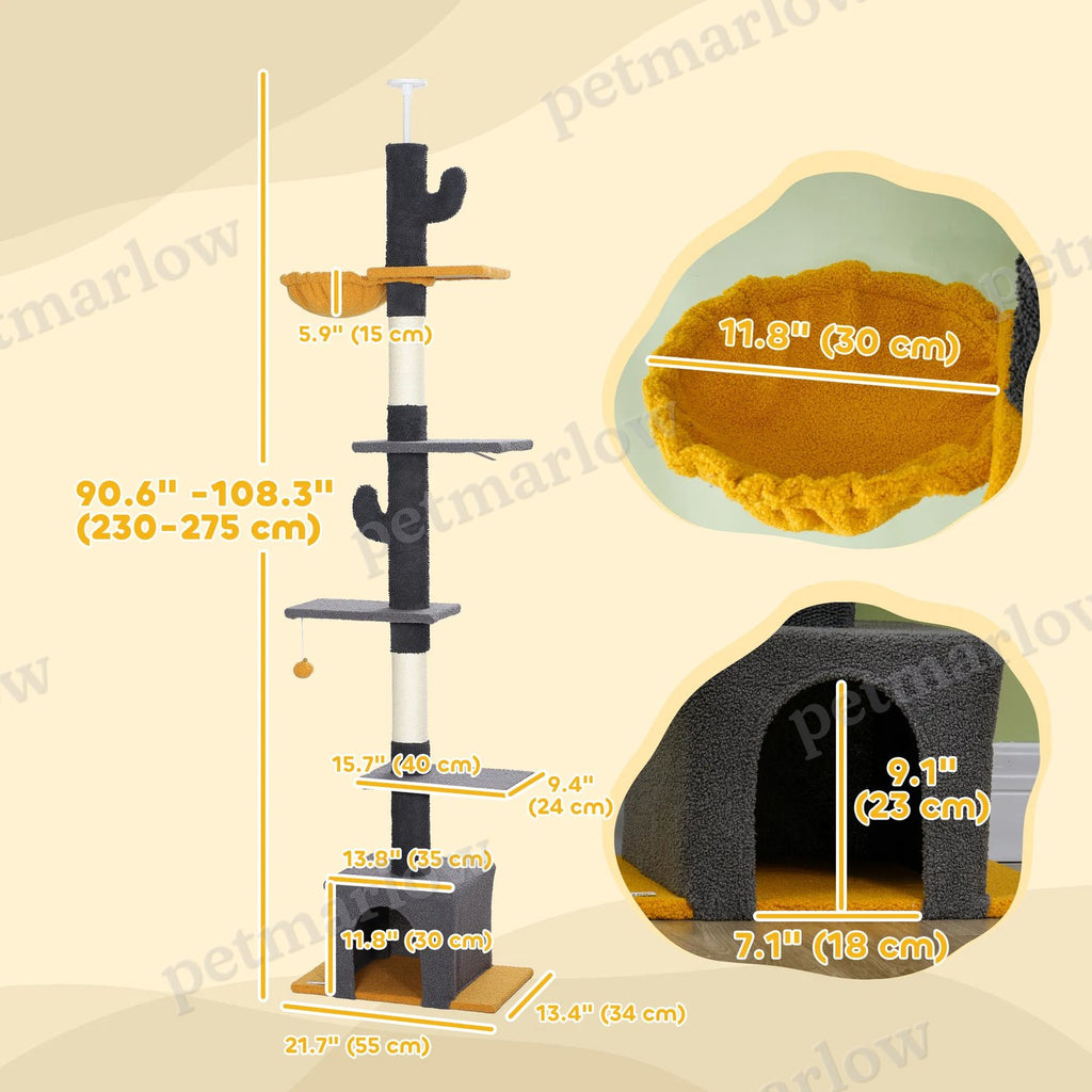 Adjustable Height Cat Tree with Hammock and Condo – view 4