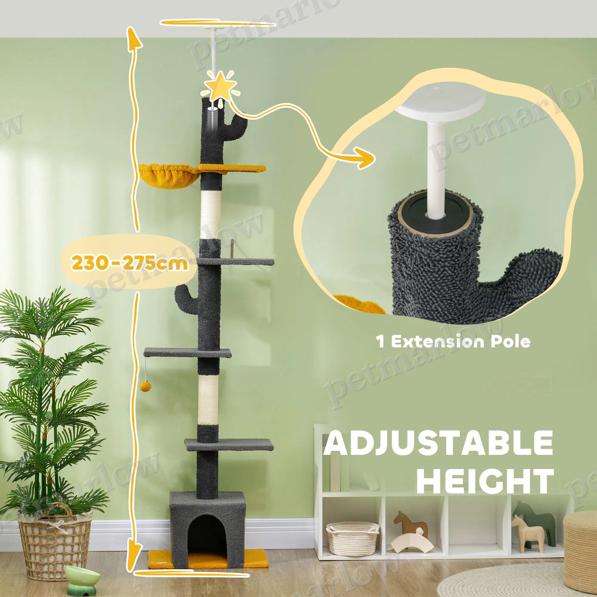Adjustable Height Cat Tree with Hammock and Condo – view 5