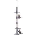 Adjustable Height Cat Tree with Scratching Posts and Hammock – Grey / 435x360x280 mm