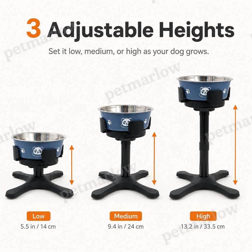 Adjustable Height & Tilt Elevated Dog Bowl (Slow-Feed Insert) – view 6