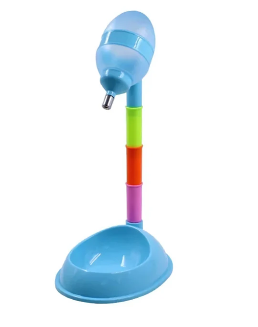 Adjustable Height Water Dispenser with Pet Bowl – Blue