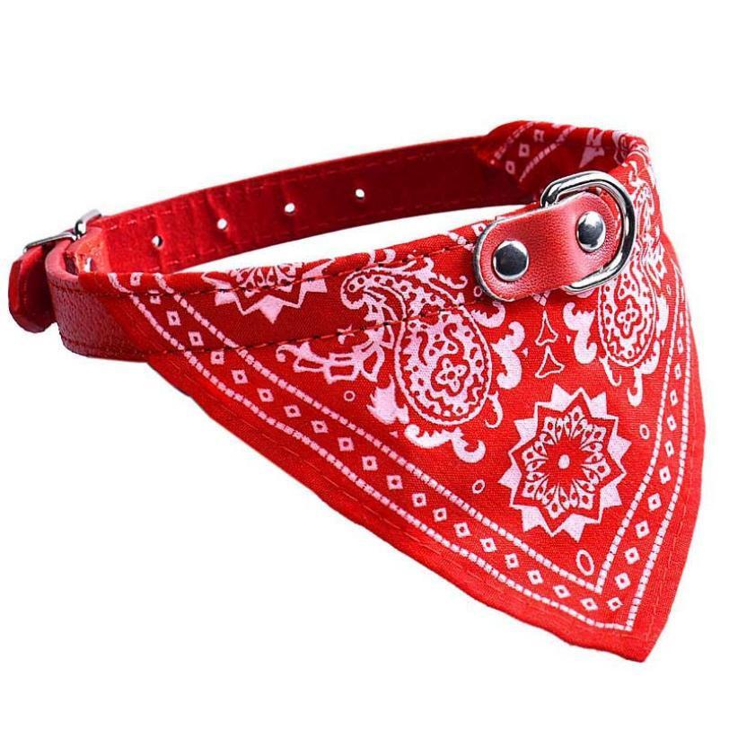Adjustable Pet Collar Bandana - 5 Colors – Red / S