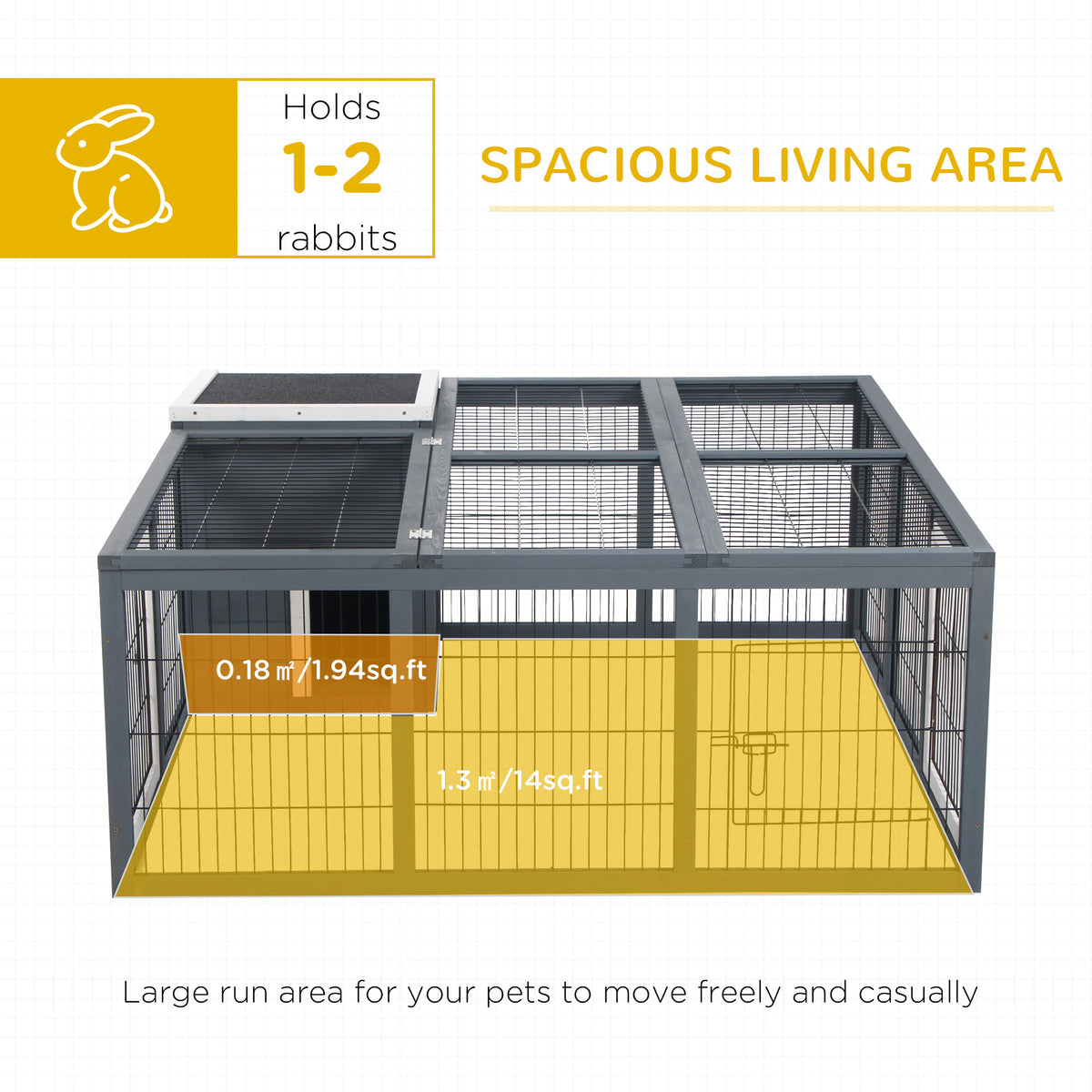 Rabbit Hutch for Small Animals with Open-Air Run – view 9