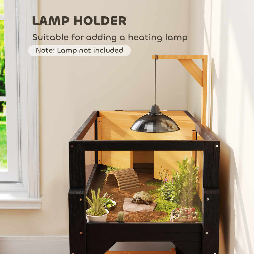 Wooden Tortoise Habitat with Storage Shelf and Clear Windows – view 8