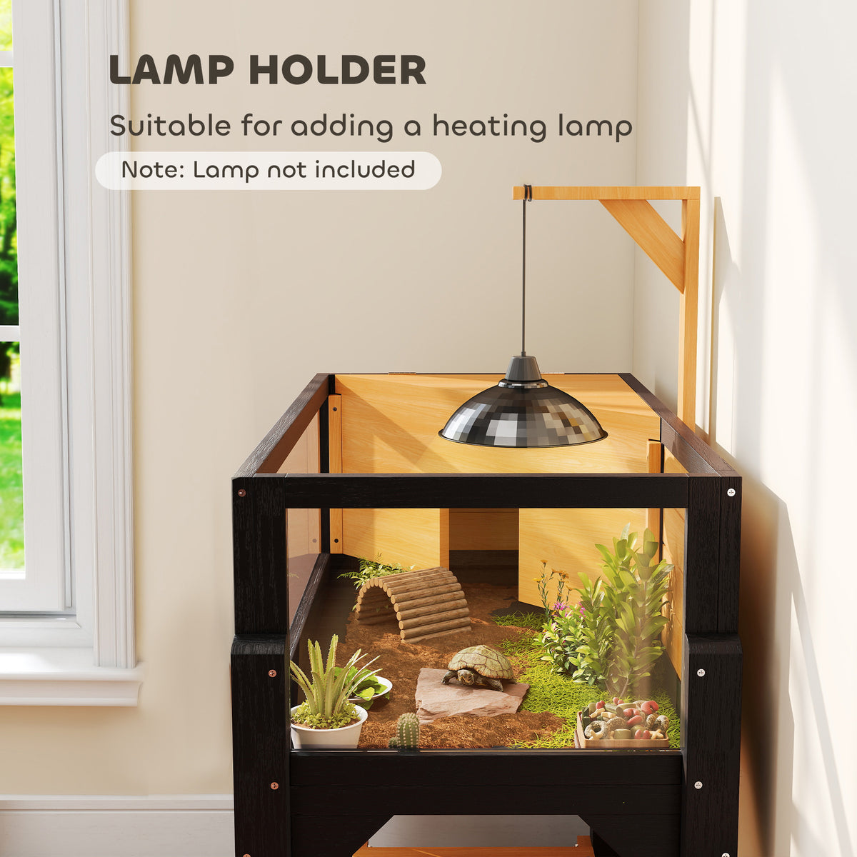 Wooden Tortoise Habitat with Storage Shelf and Clear Windows – view 8