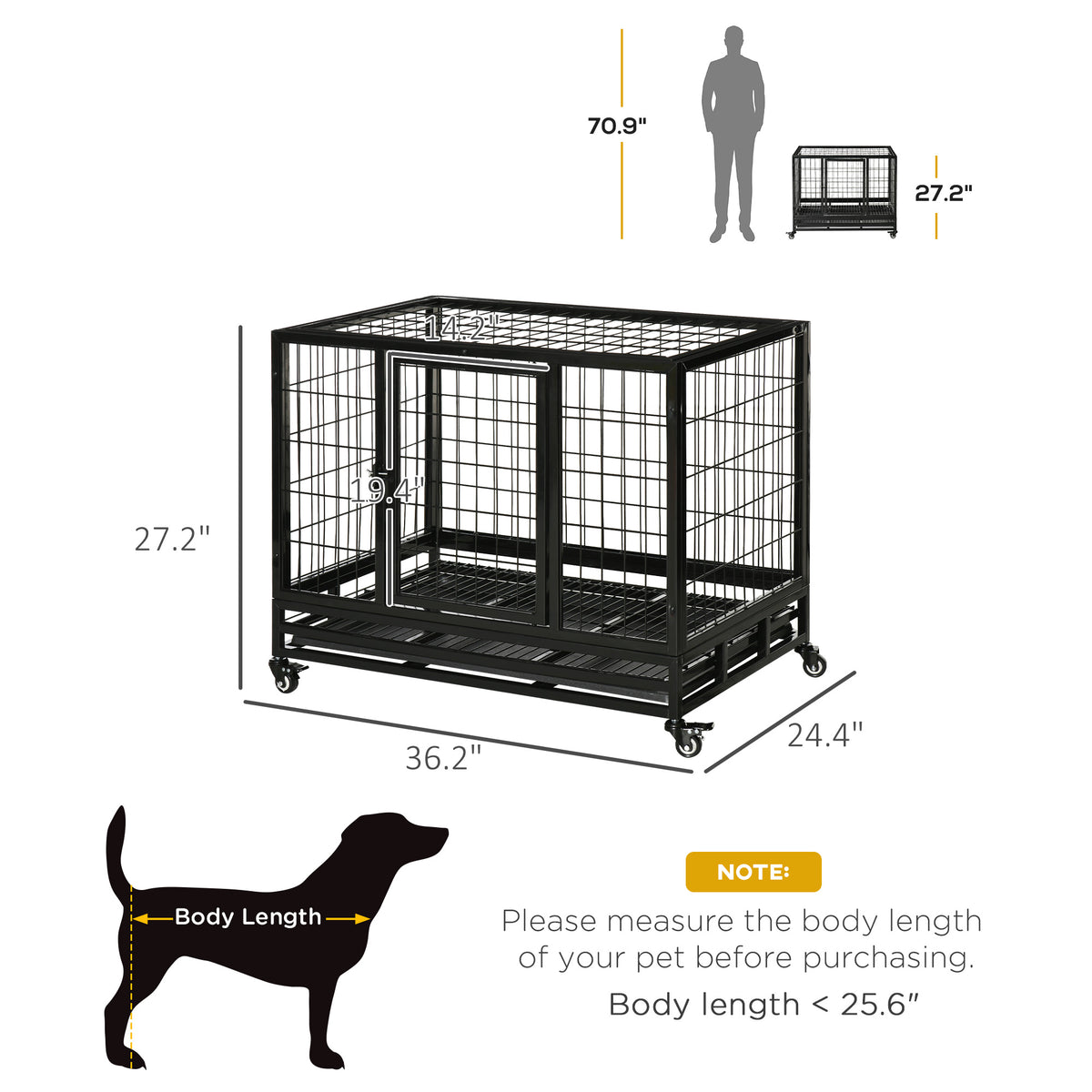 Heavy Duty Dog Crate with Removable Tray for Easy Cleaning – view 8