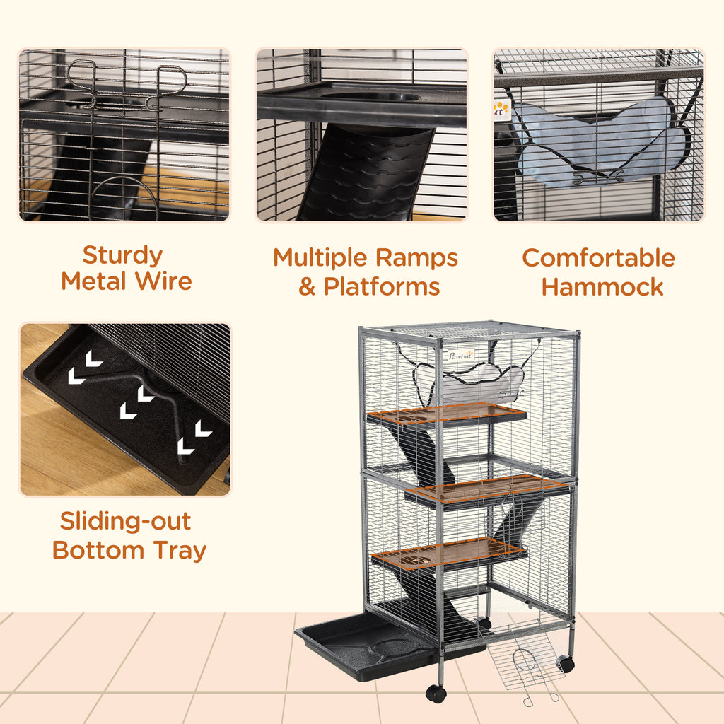 Metal Small Animal Cage with Rolling Wheels and Hammock – view 9