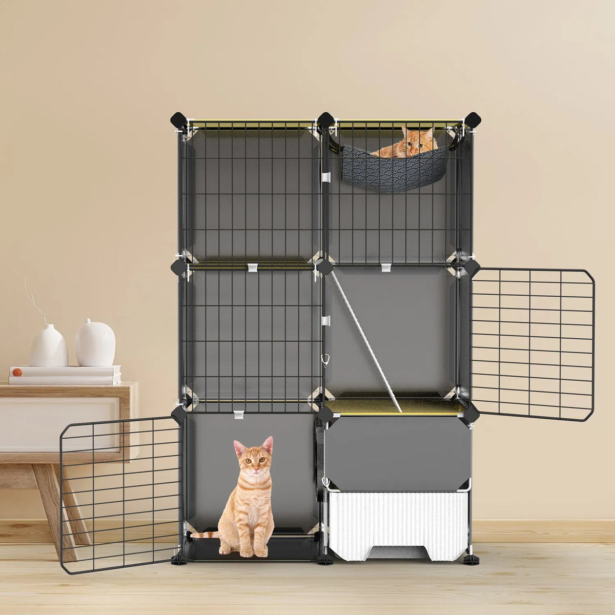 3 Tier Cat Cage with Litter Box and Hammock for Indoor Use – view 9