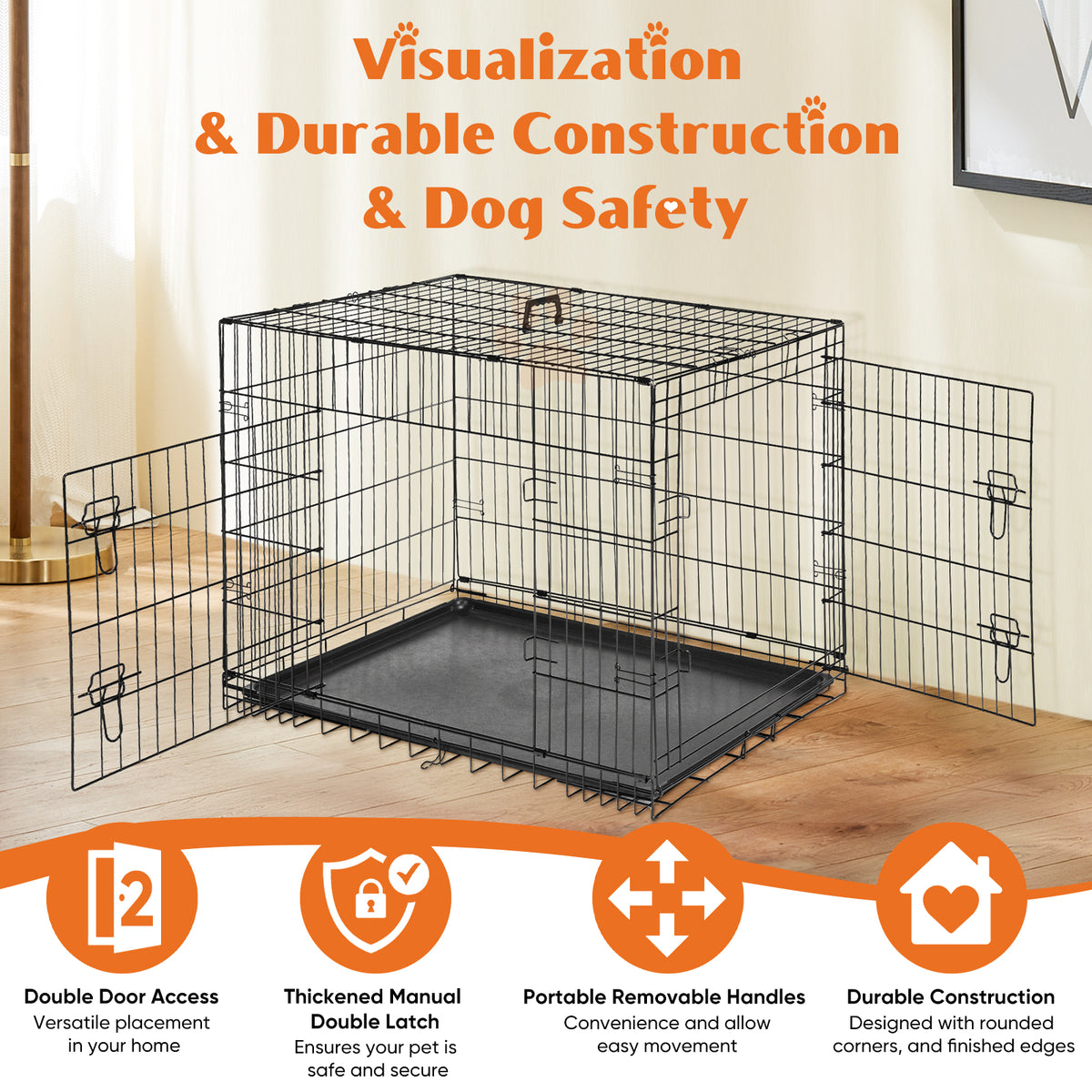 Metal Dog Crate with Two Doors