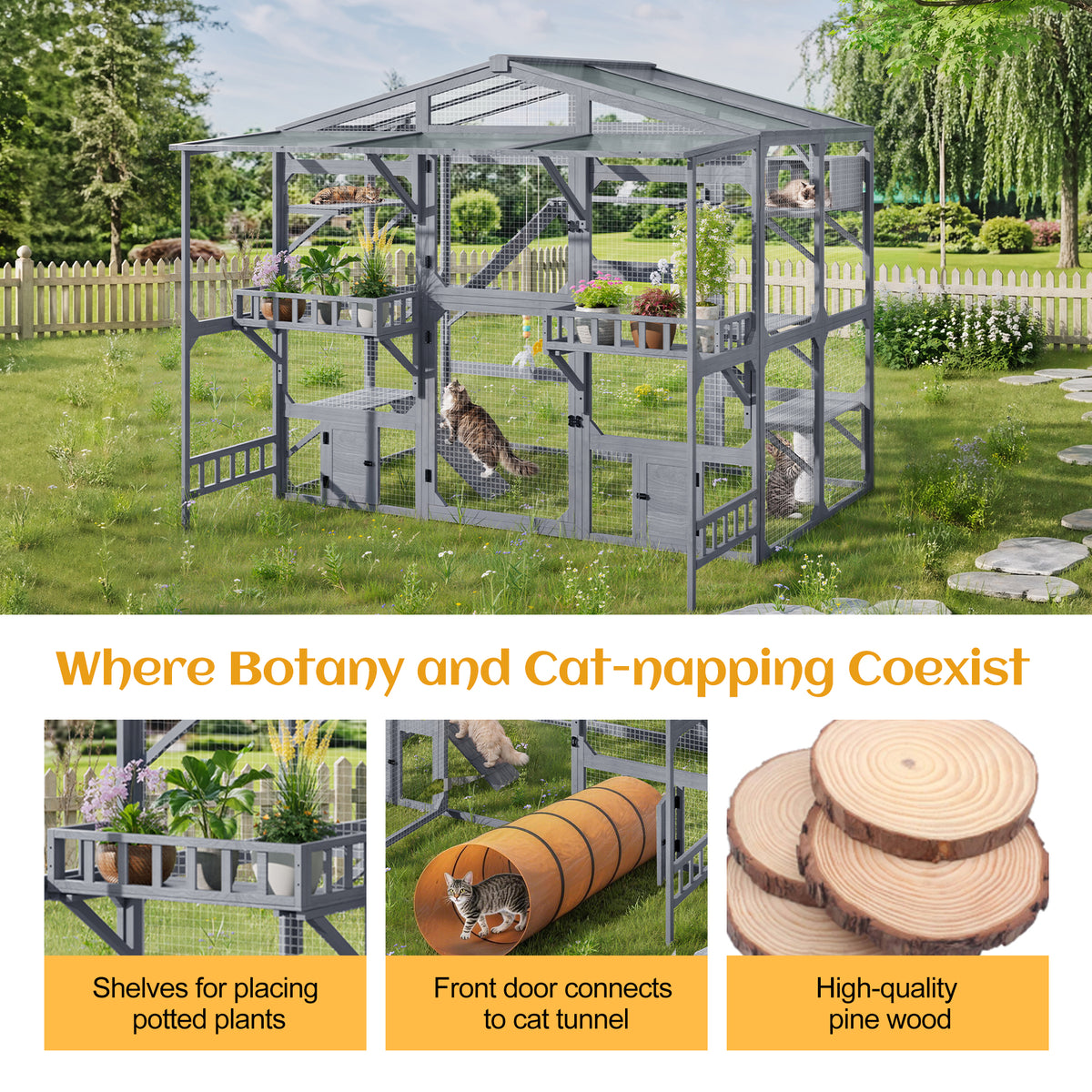 Large Outdoor Catio for Cats with Climbing Features – view 7