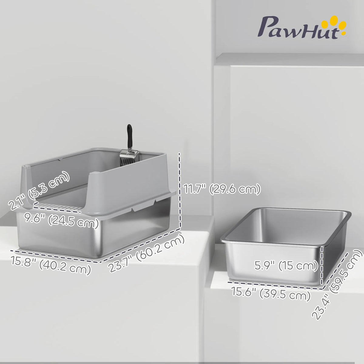 XL Stainless Steel Cat Litter Box for Large Cats – view 7