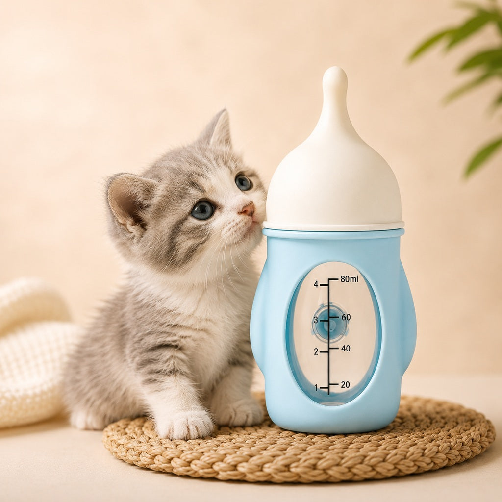 Anti-Choke Soft Silicone Nursing Bottle (For Newborn Puppies & Kittens) – 80ml / Blue
