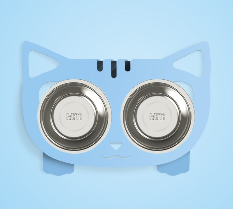 Anti-falling Cat Dog Feeding Water Bowl – Blue