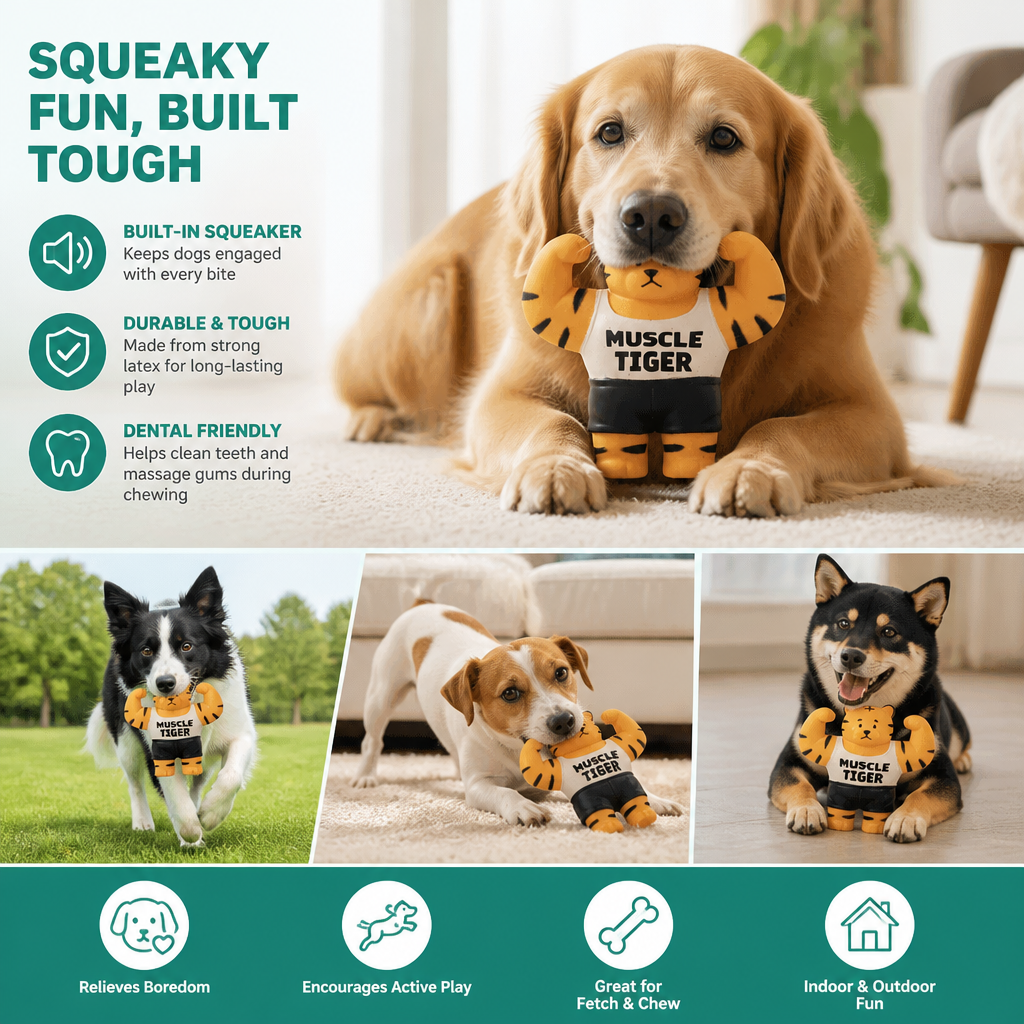 Durable Squeaky Muscle Buddy Dog Toy – view 8