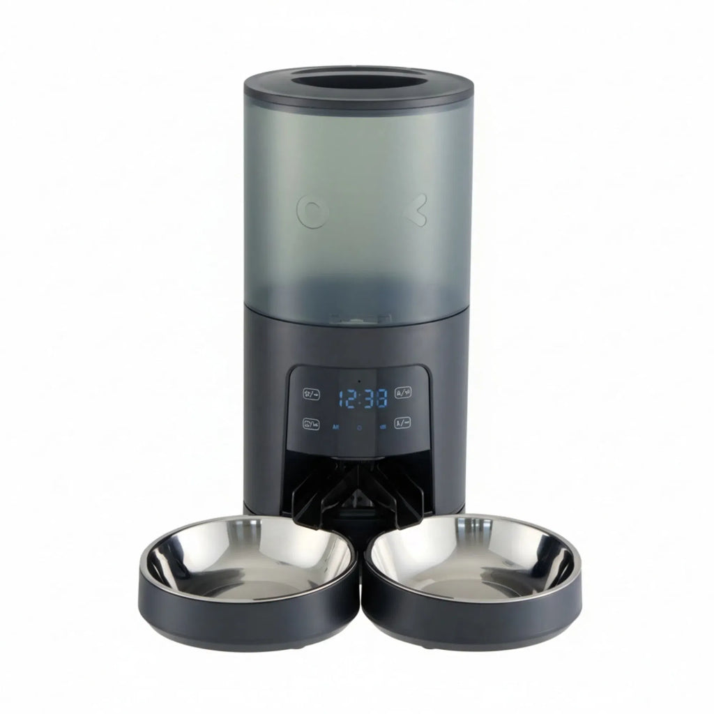 Automatic Cat Feeder with Dual Bowls and Voice Recorder