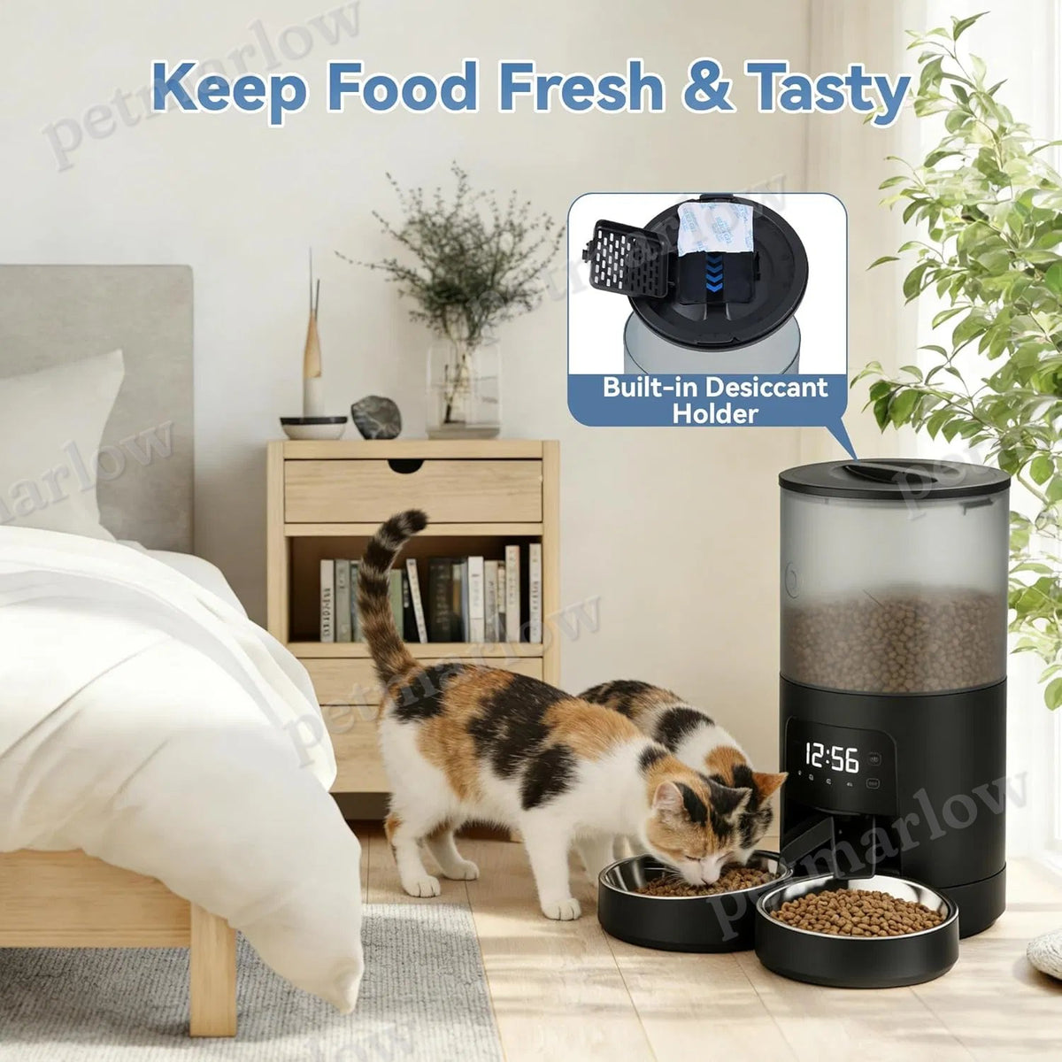 Automatic Cat Feeder with Dual Bowls and Voice Recorder – view 6