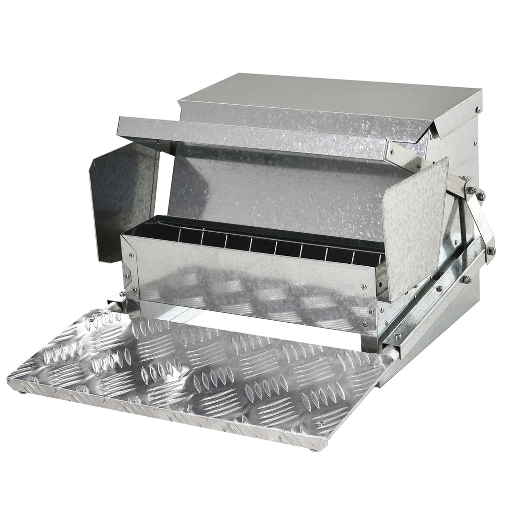 Automatic Chicken Feeder with 25 lbs Capacity for Poultry – Silver / 470x420x335 mm