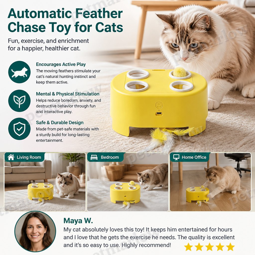 Automatic Feather Chase Toy for Cats – view 5