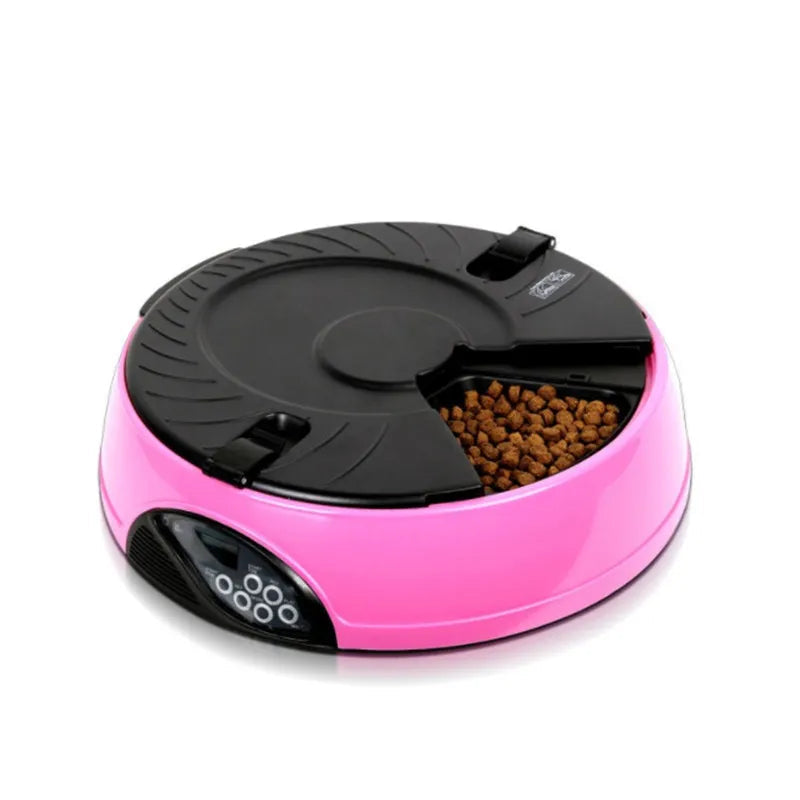 Automatic Food Dispenser for Dogs and Cats with Timer and Portion Control – Pink