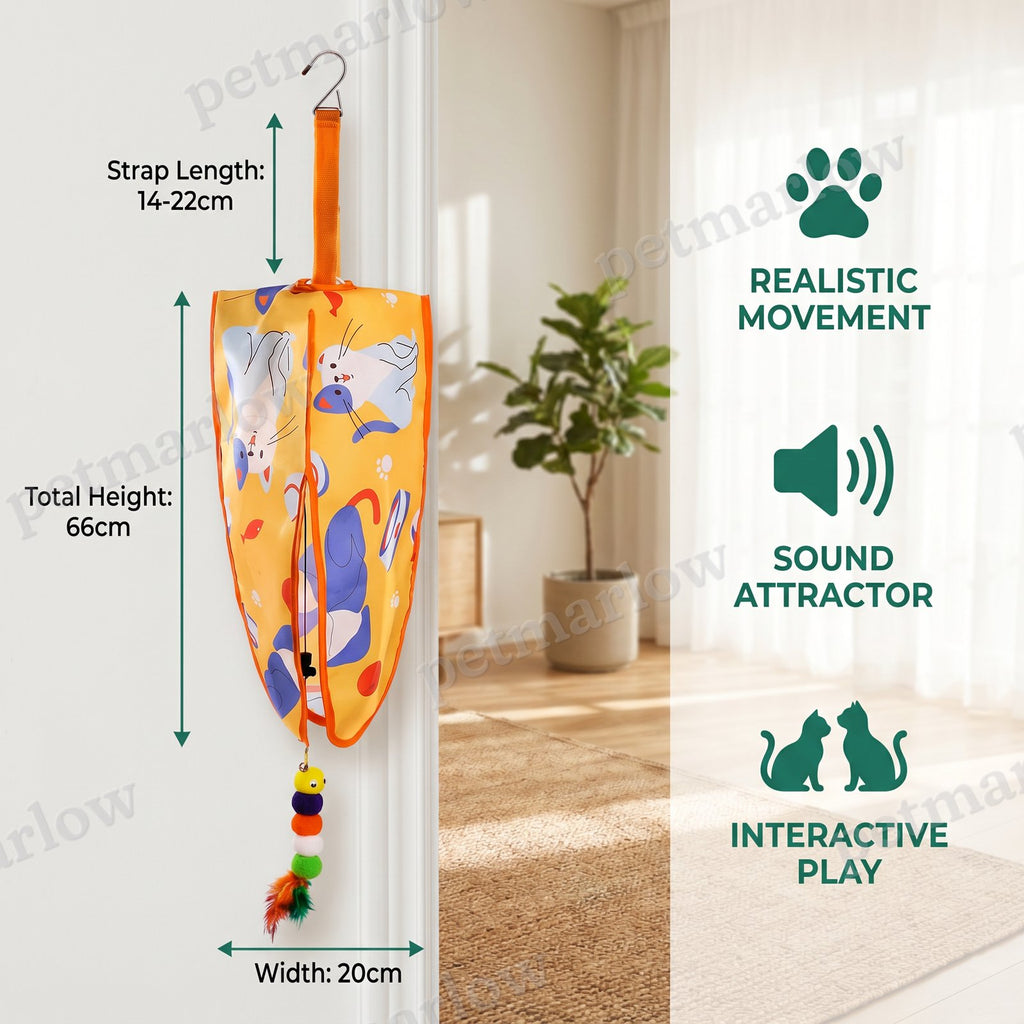 Automatic Hanging Cat Toy with Feather Teasers & Sound – view 6