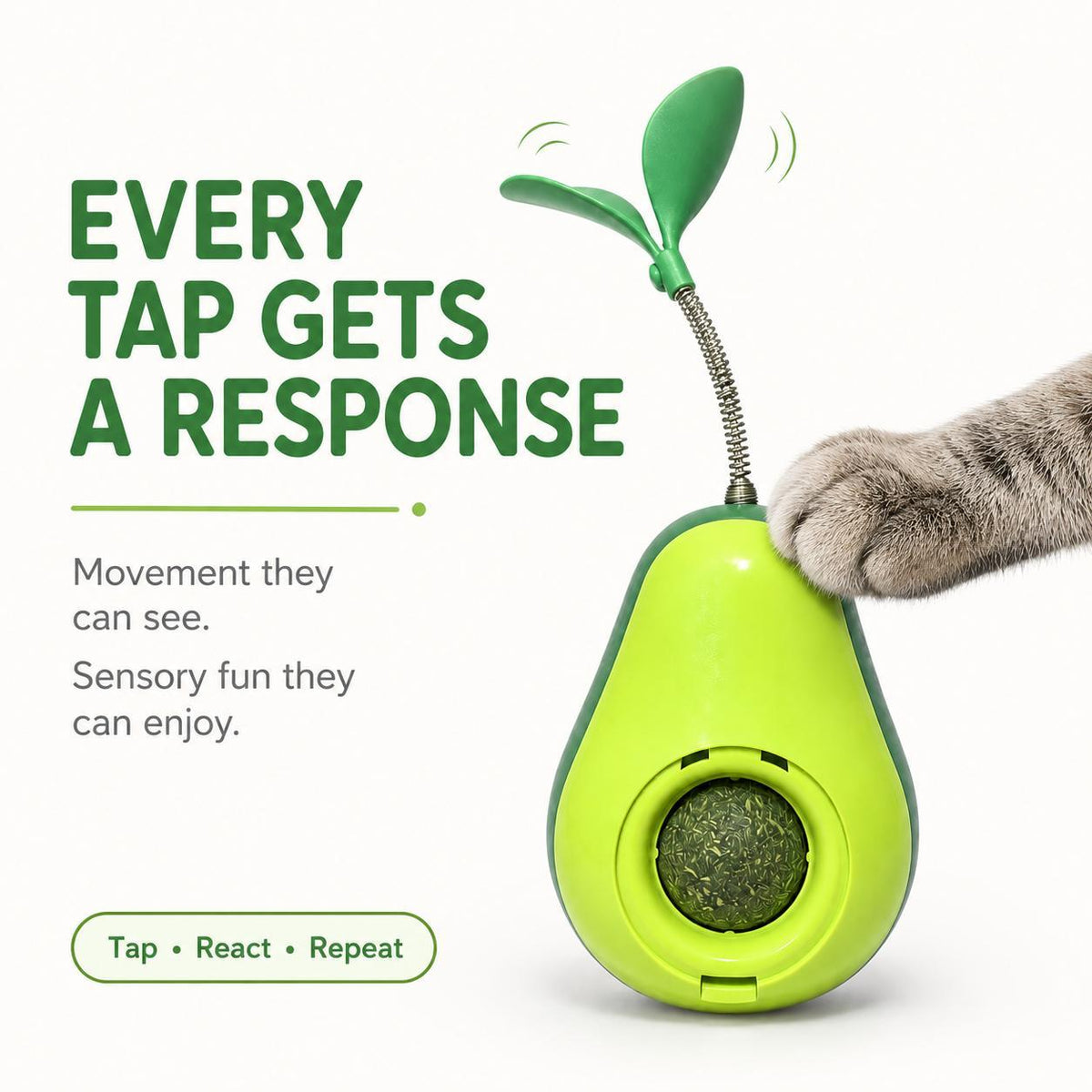 Avocado-Shaped Cat Tumbler Toy for Interactive Play