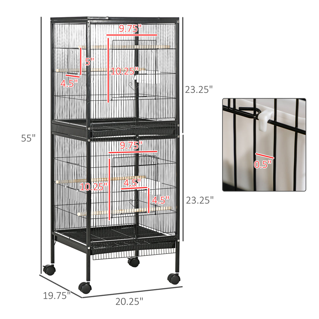 2-In-1 Bird Cage Aviary with Wheels for Parakeets and Finches – view 9