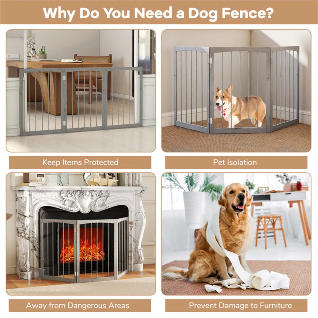 Gray Wooden Pet Fence for Dogs and Cats – view 9