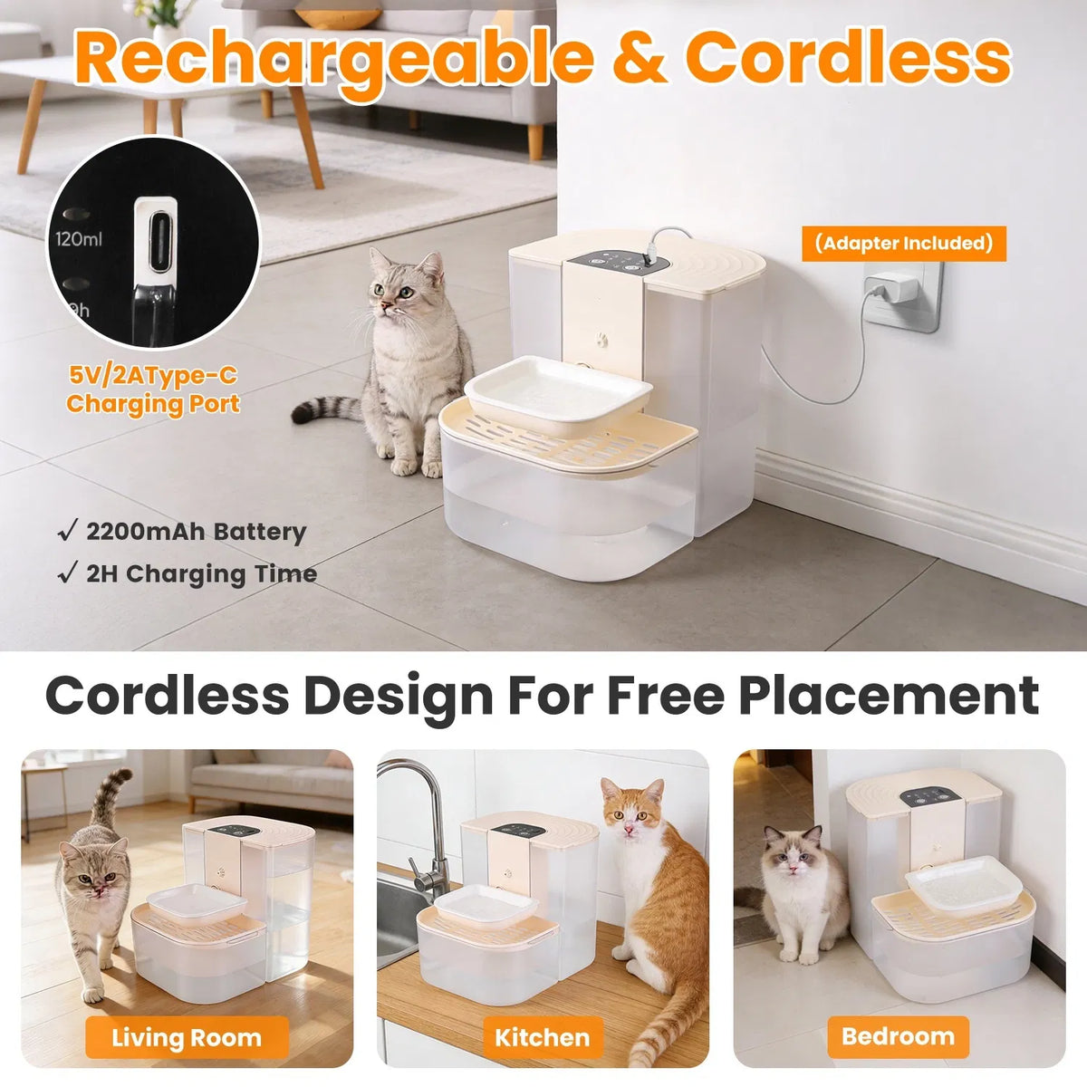 Cordless Dog Cat Water Fountain 4.5L – view 11