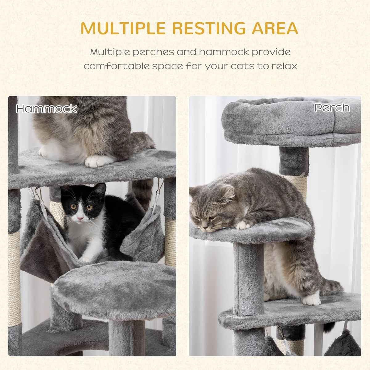 Multi-Level Cat Tree Tower with Hammock for Play and Scratching – view 7
