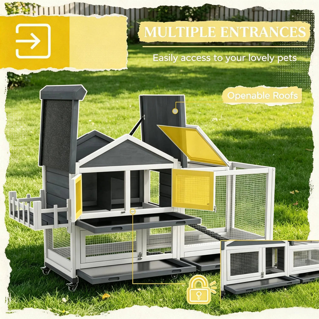 Spacious Wooden Rabbit Hutch with Openable Roof – view 8