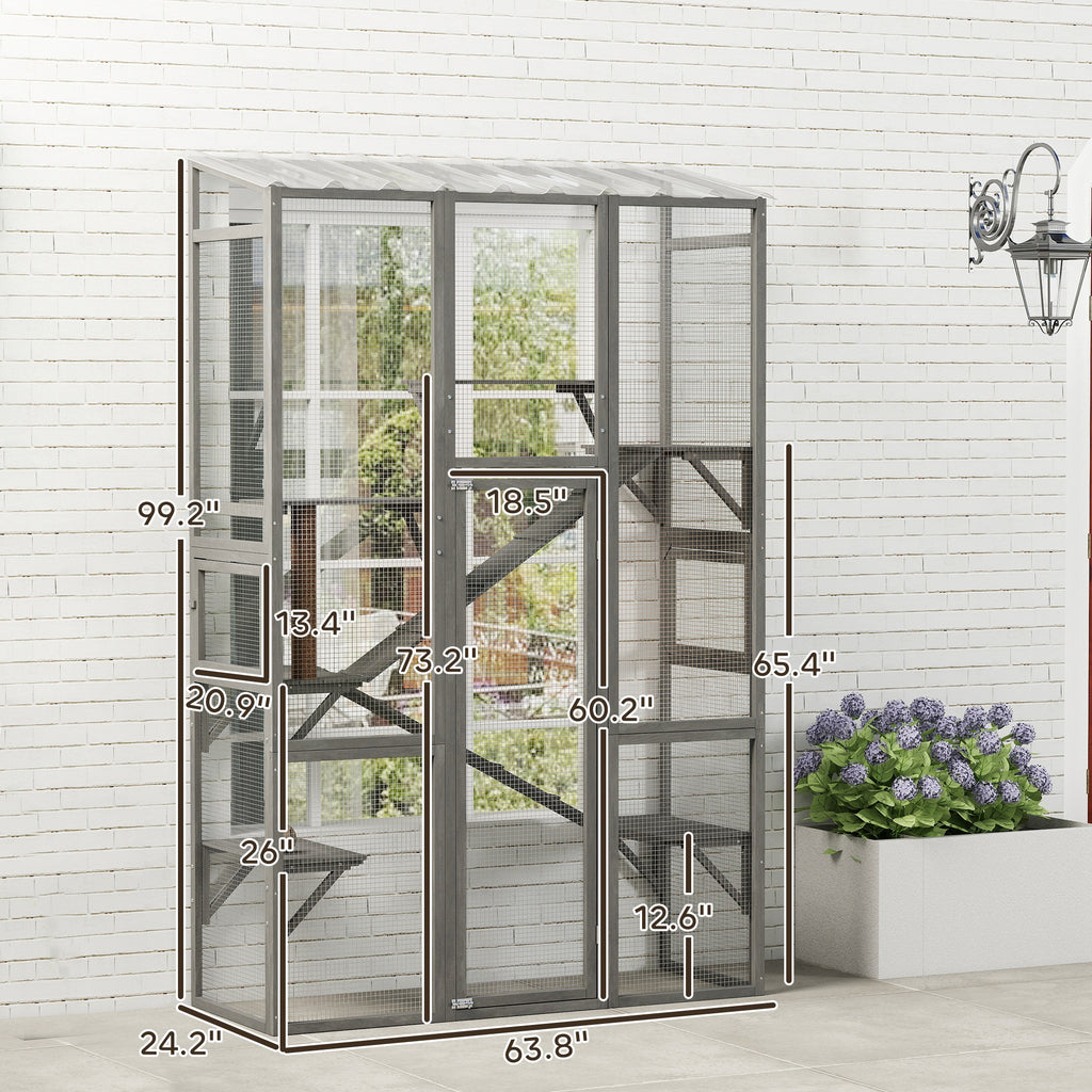Large Outdoor Catio Cat Enclosure with Platforms – view 8