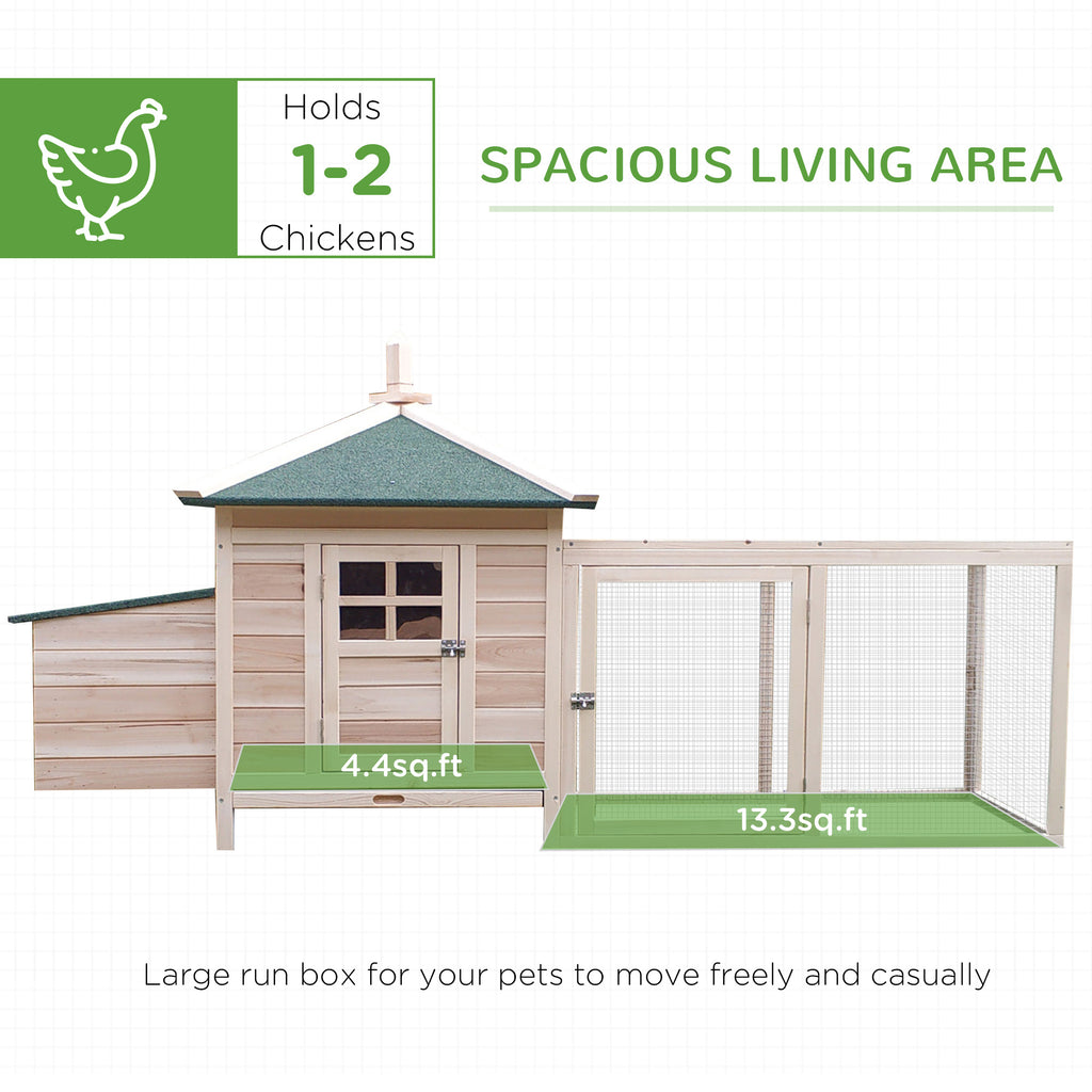 Wooden Chicken Coop with Nesting Box and Removable Tray – view 7