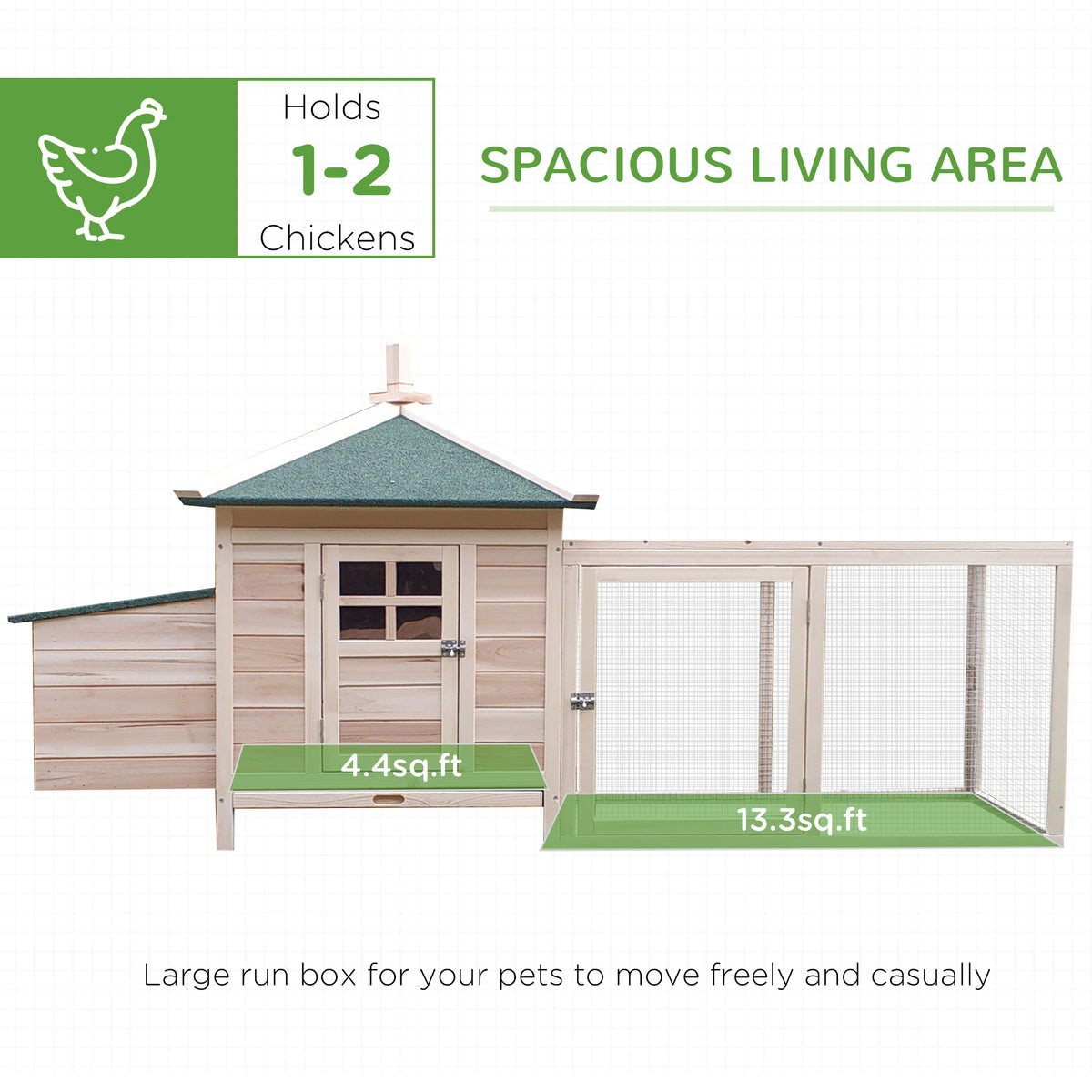 Wooden Chicken Coop with Nesting Box and Removable Tray – view 7