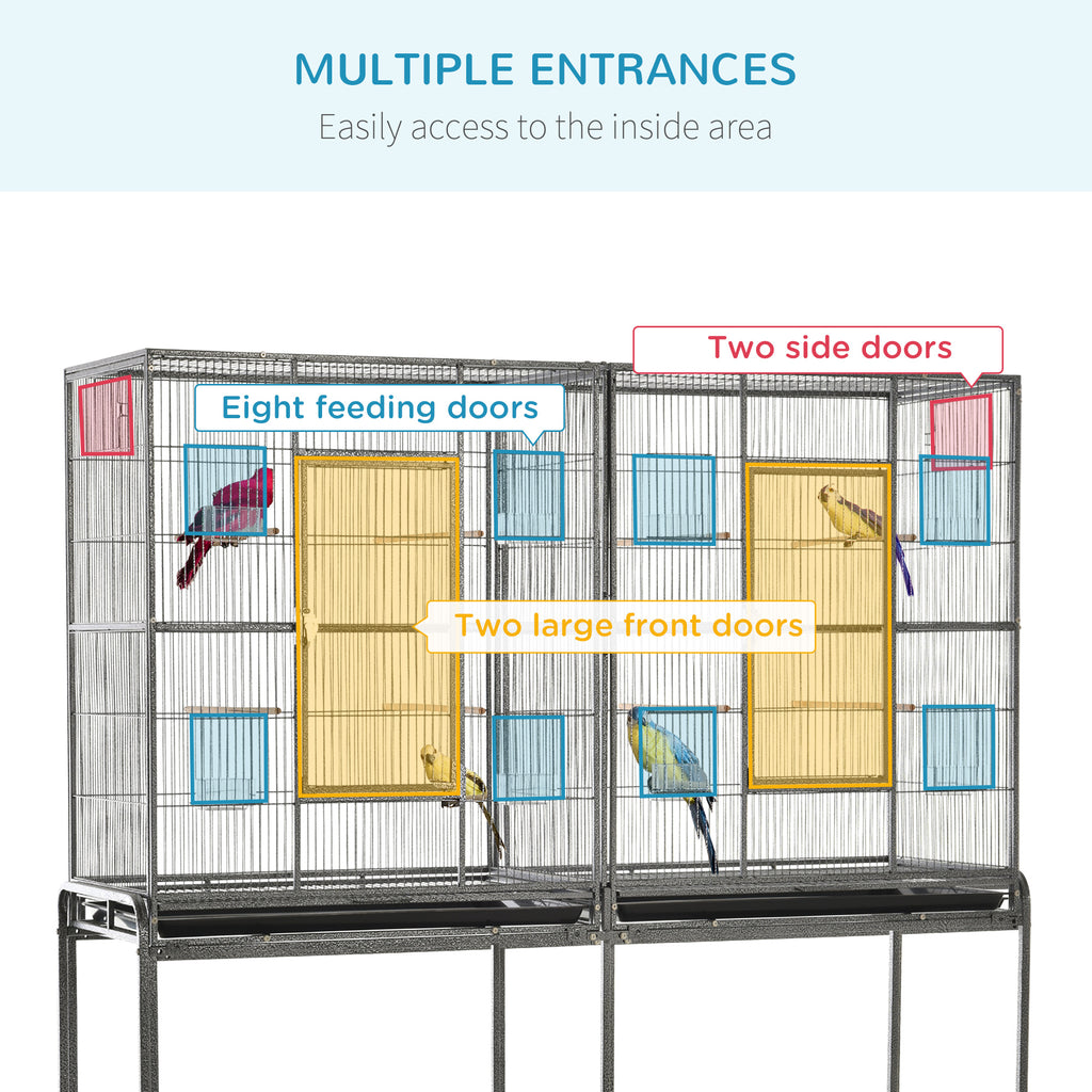 Rolling Bird Cage with Storage Shelf for Small to Medium Birds – view 9