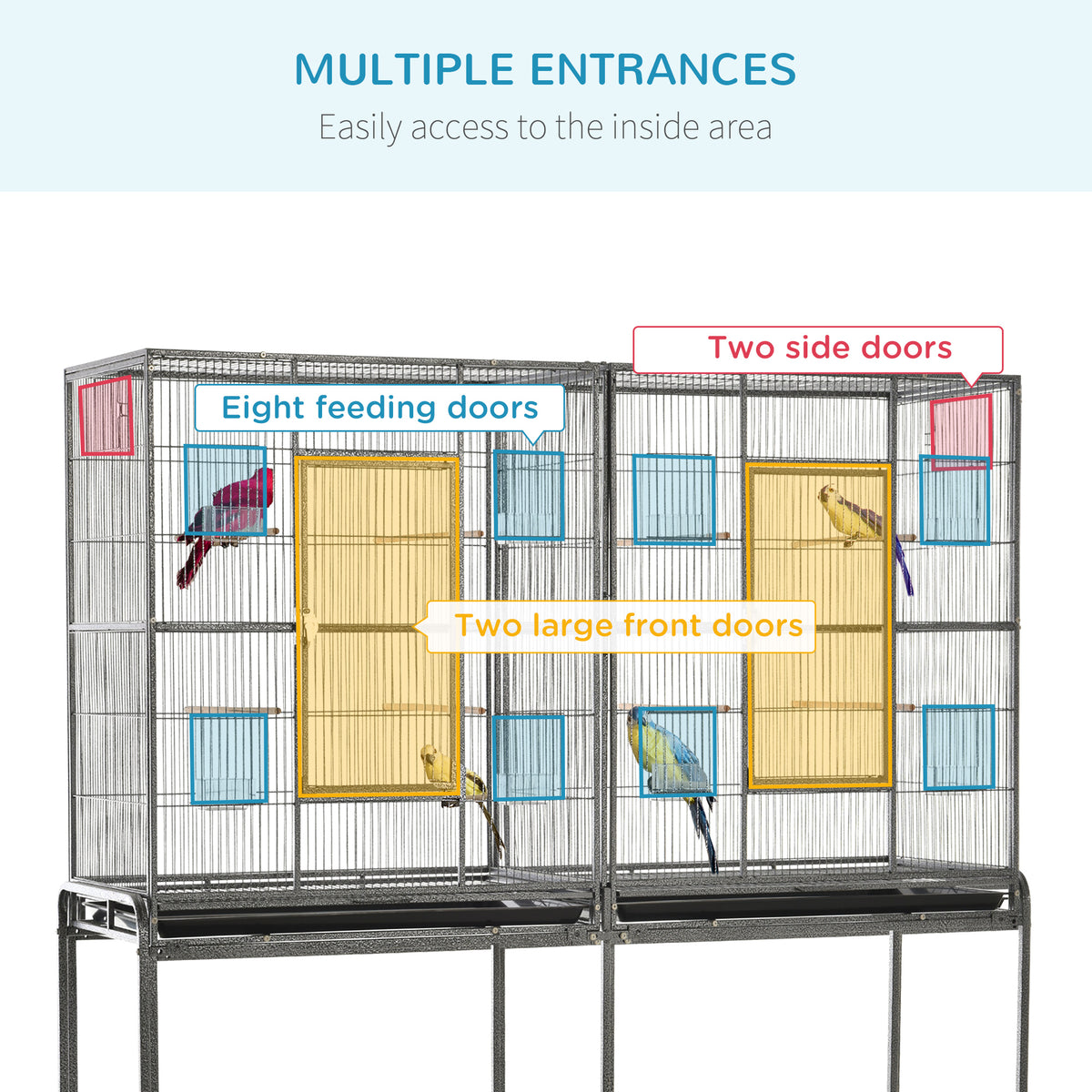 Rolling Bird Cage with Storage Shelf for Small to Medium Birds – view 9