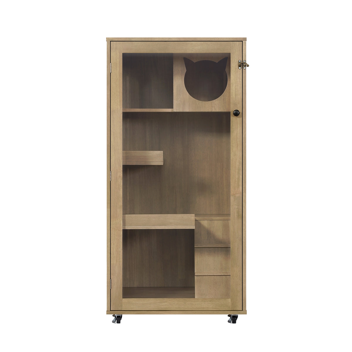 Rubber Wood Cat Cabinet with Wheels for Cats – view 8