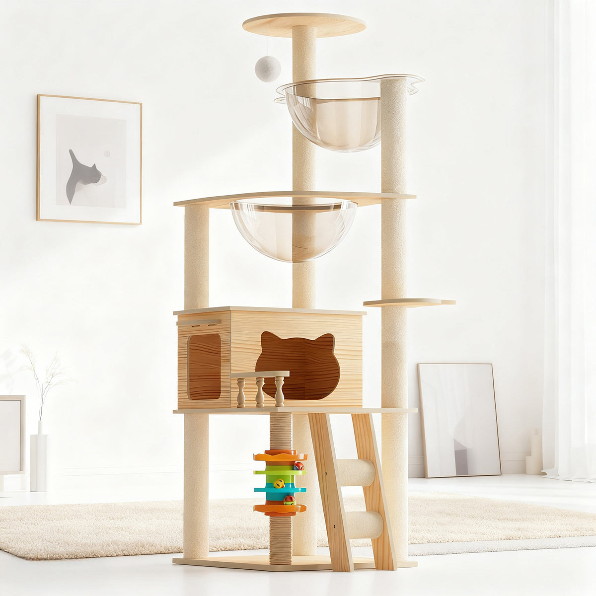 59" Modern Cat Tower with Scratching Posts and Perch – view 10