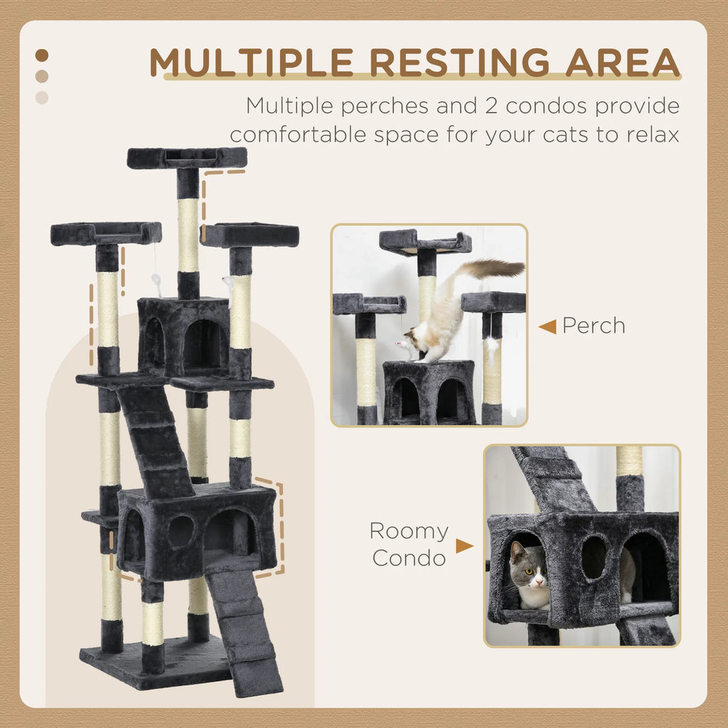 Multi-Level Cat Scratching Tree Activity Center in Charcoal Grey – view 7