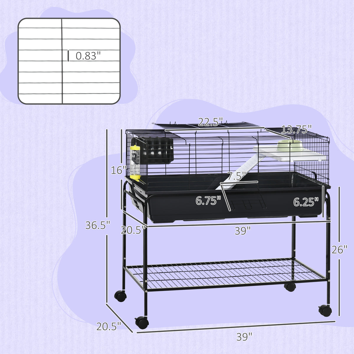 Two-Story Small Animal Cage with Removable Stand – view 7