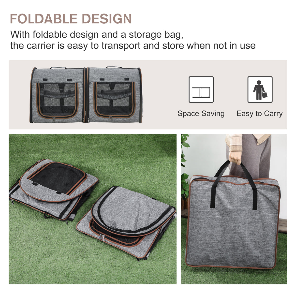 Portable Soft-Sided Cat Carrier for Travel with Divider – view 7
