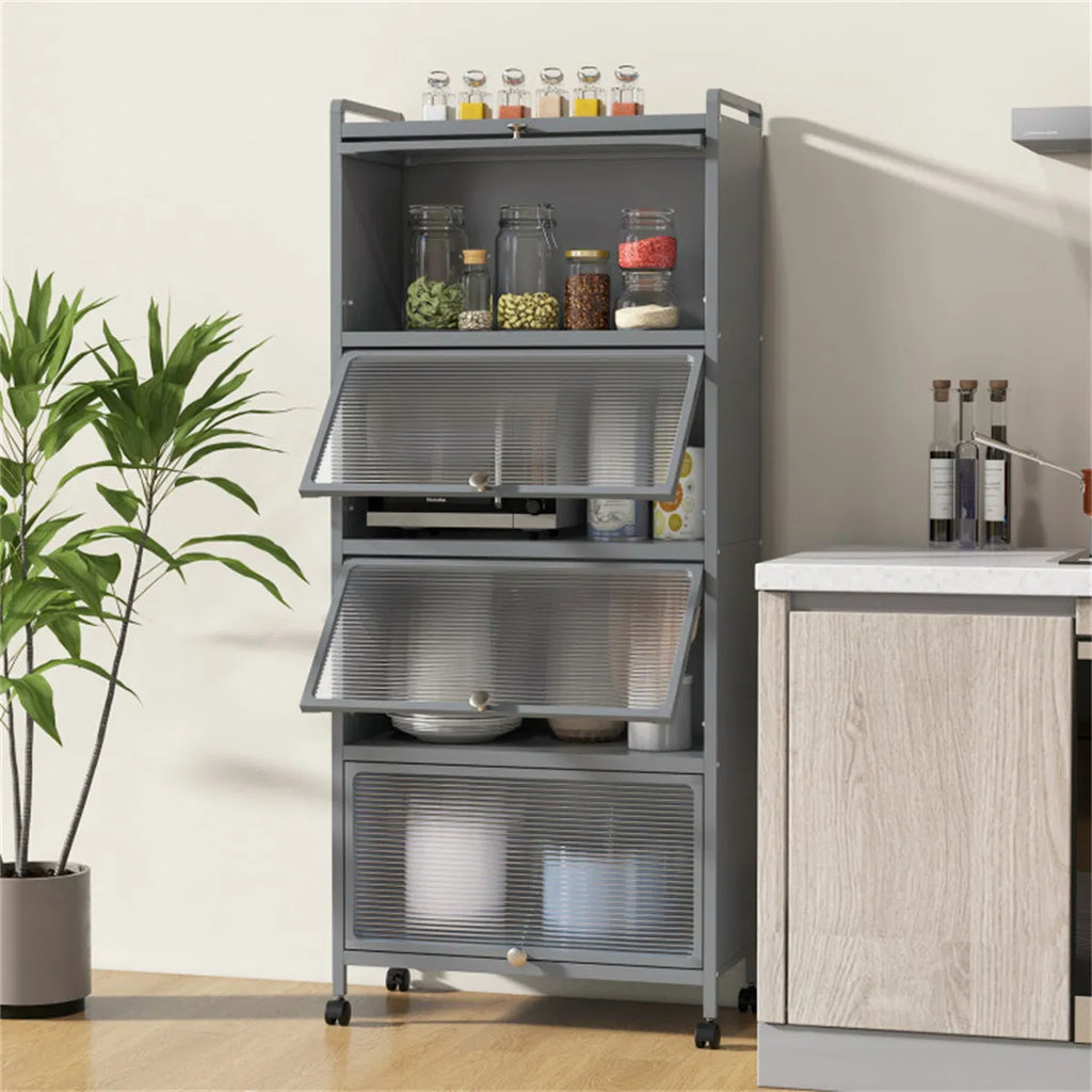 5-Tier Rolling Storage Rack with Dust-Proof Doors – view 7