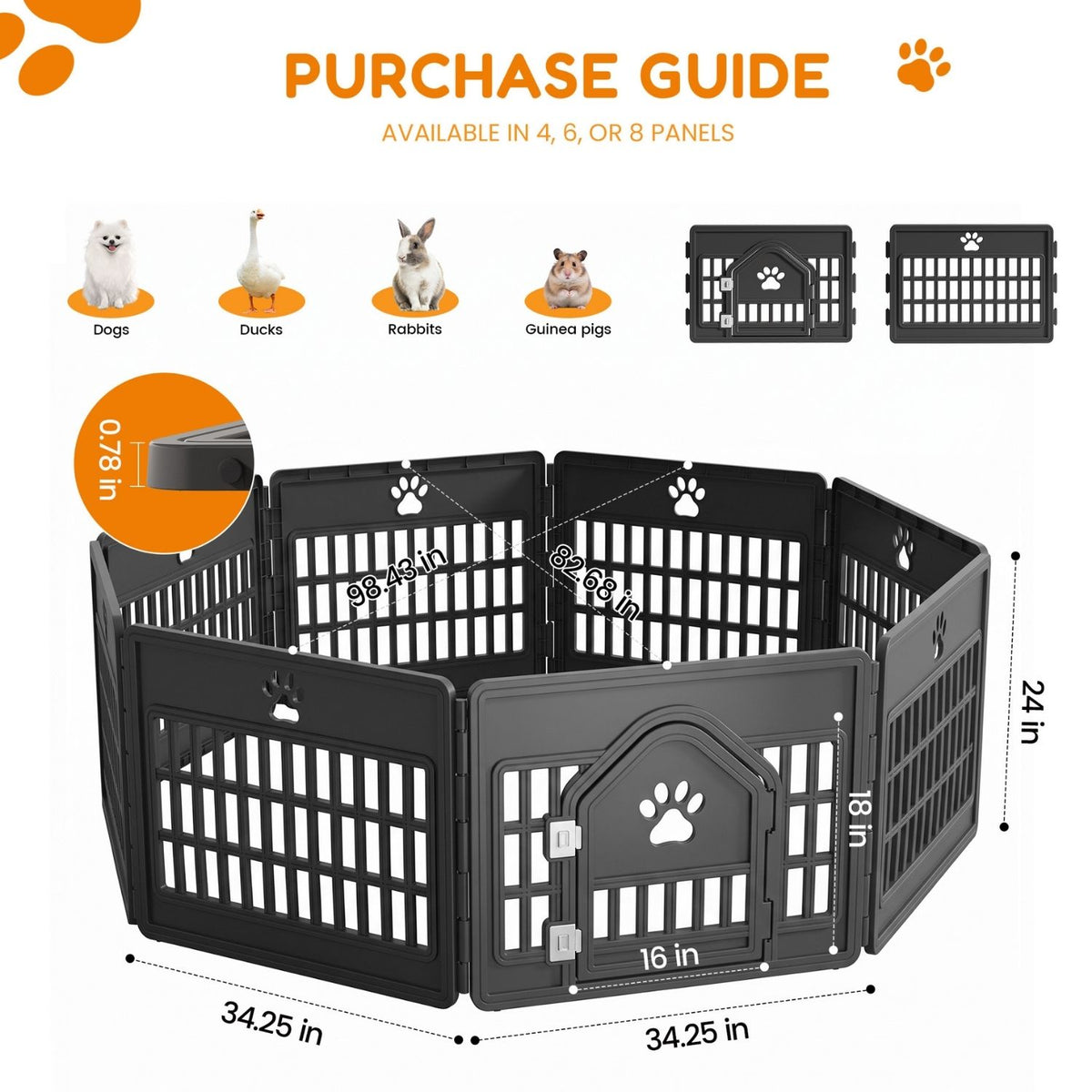Plastic Pet Guardrails With Movable Enclosure for Small Pets – view 8