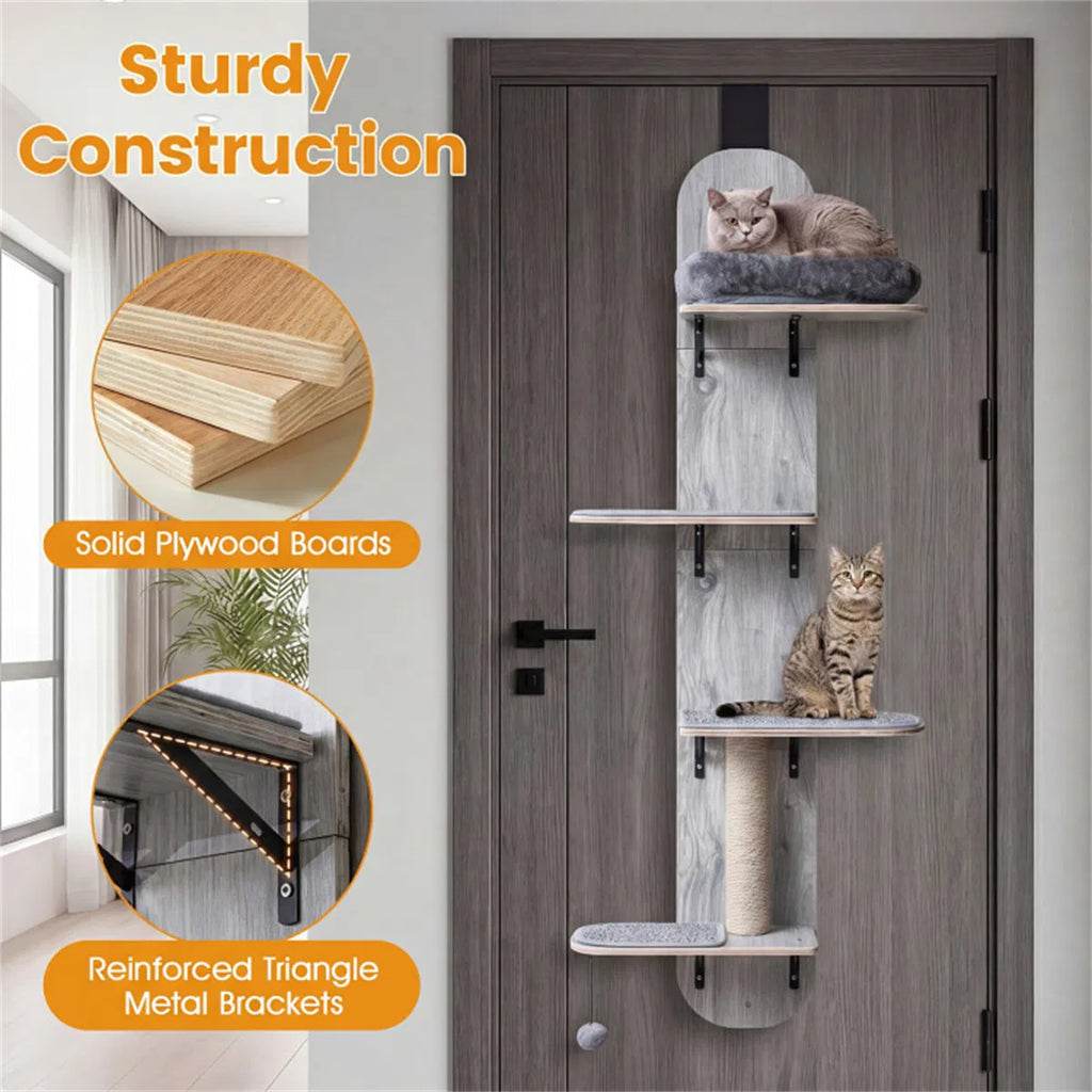 Door Hanging Cat Tree with Adjustable Heights and Cozy Platforms – view 11
