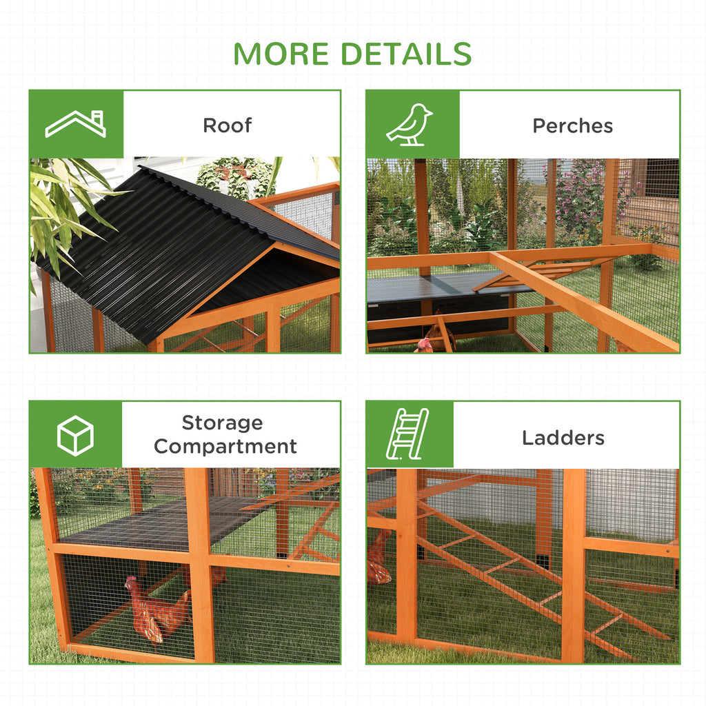 Wooden Chicken Coop Run for 6-10 Chickens with Storage – view 7