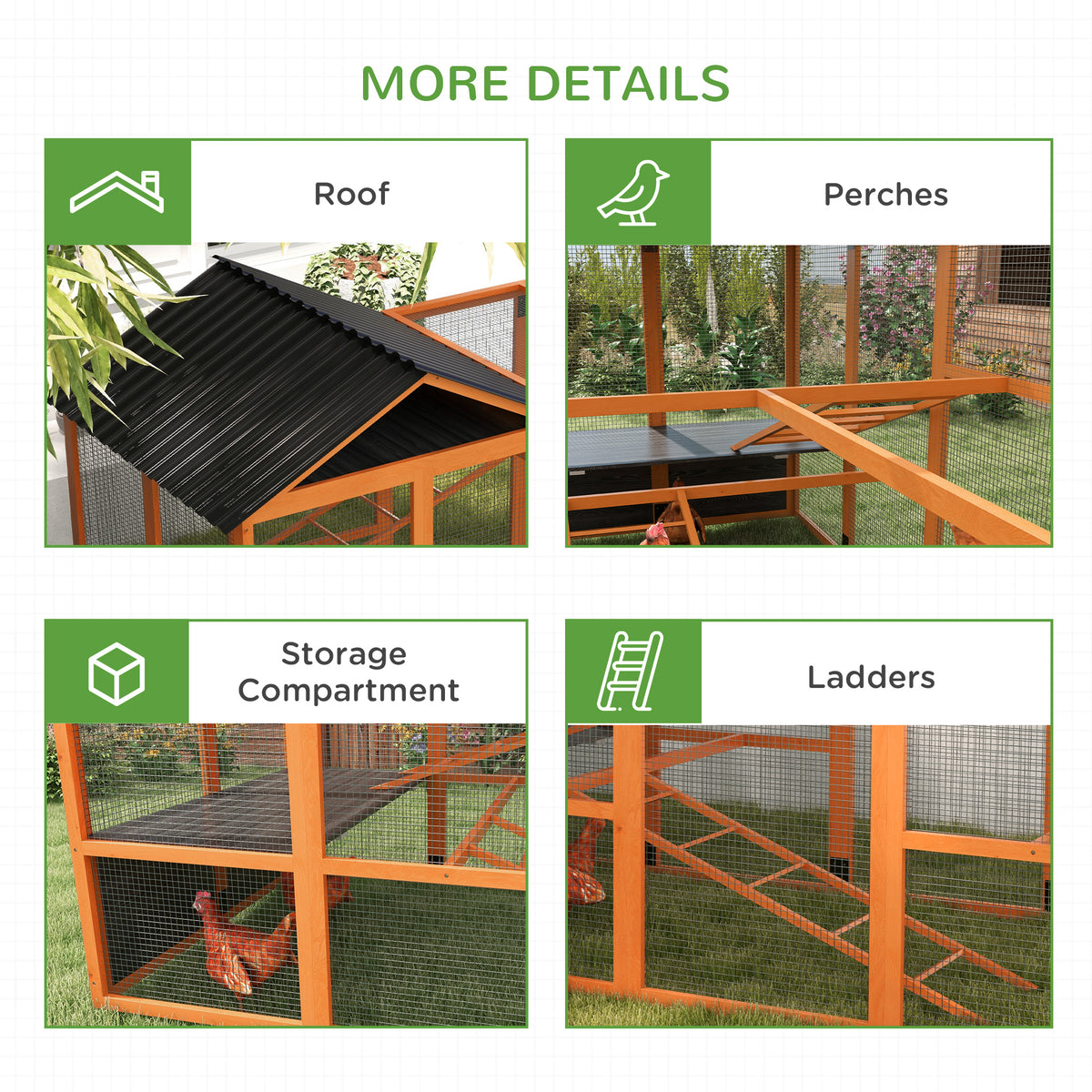 Wooden Chicken Coop Run for 6-10 Chickens with Storage – view 7
