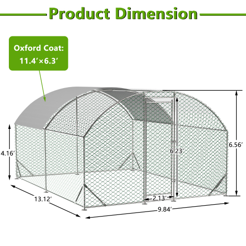 Large Metal Chicken Coop with Waterproof Cover for Poultry – view 8